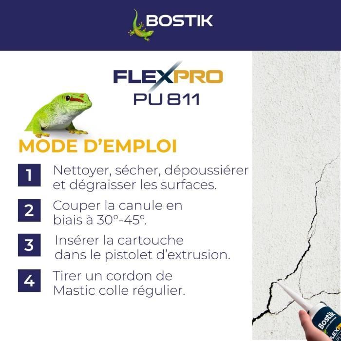 BOSTIK Flexpro PU811 Sealant/Adhesive - All Materials - Interior/Exterior - White - 300 ml