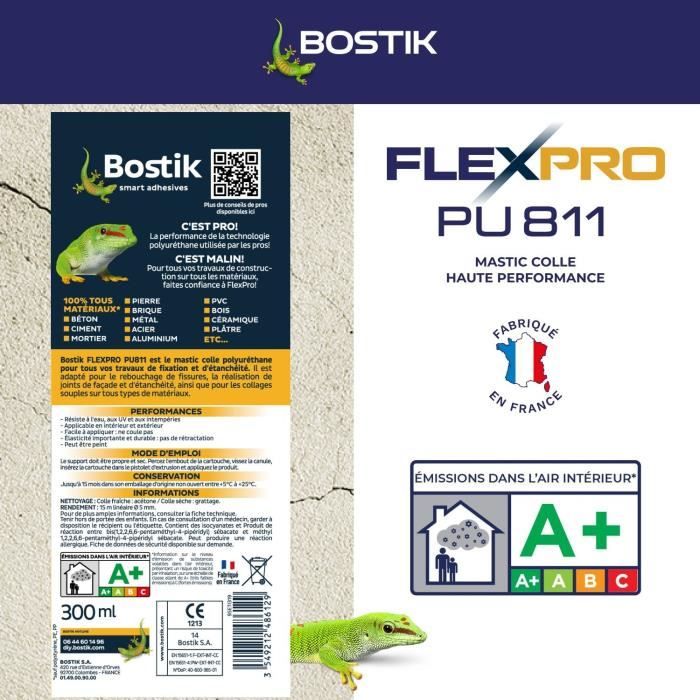 BOSTIK Flexpro PU811 Sealant/Adhesive - All Materials - Interior/Exterior - White - 300 ml