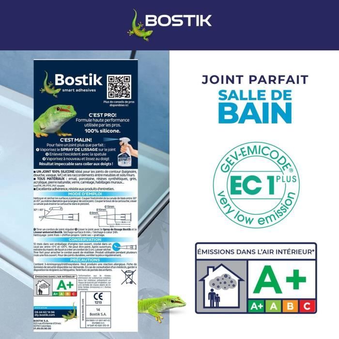 Bathroom sealant - BOSTIK - Perfect Seal - Silicone waterproofing - Anti-mold - Transparent - 280 ml