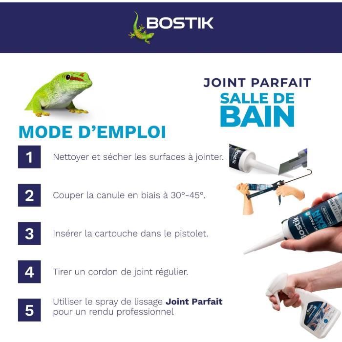 Bathroom sealant - BOSTIK - Perfect Seal - Silicone waterproofing - Anti-mold - Transparent - 280 ml