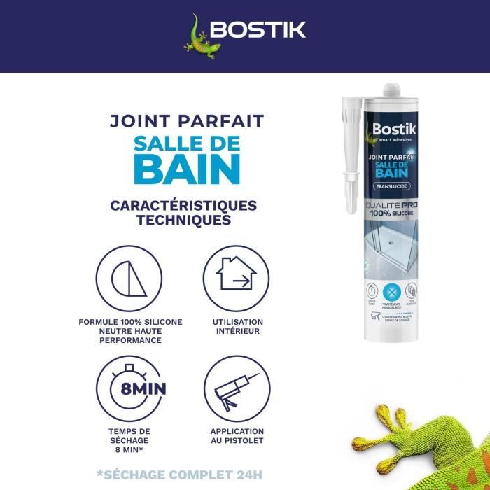 Bathroom sealant - BOSTIK - Perfect Seal - Silicone waterproofing - Anti-mold - Transparent - 280 ml