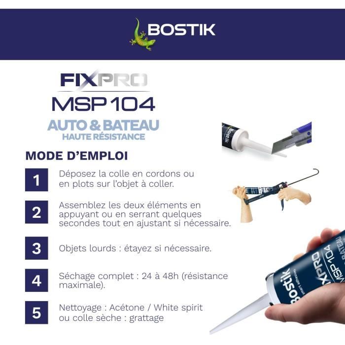 BOSTIK Fixpro MSP 104 Automotive/Marine Sealant - Adhesive and Sealant - Weather and Seawater Resistant - White - 290 ml