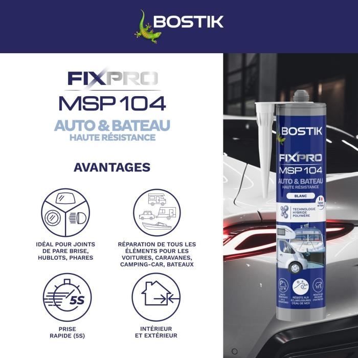 BOSTIK Fixpro MSP 104 Automotive/Marine Sealant - Adhesive and Sealant - Weather and Seawater Resistant - White - 290 ml