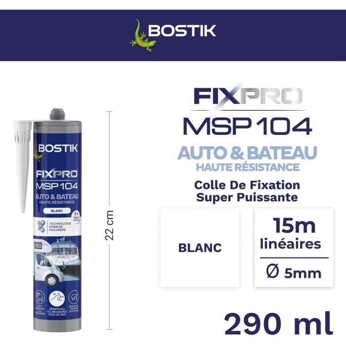 BOSTIK Fixpro MSP 104 Automotive/Marine Sealant - Adhesive and Sealant - Weather and Seawater Resistant - White - 290 ml