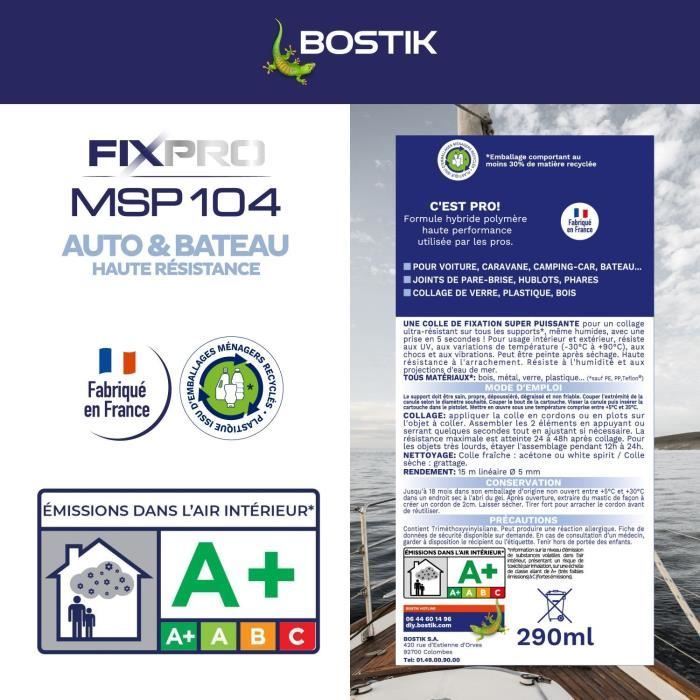 BOSTIK Fixpro MSP 104 Automotive/Marine Sealant - Adhesive and Sealant - Weather and Seawater Resistant - White - 290 ml