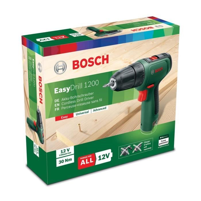 Bosch Cordless Drill/Driver - EasyDrill 1200 - Wood - 12V - 10 mm - 2 speeds