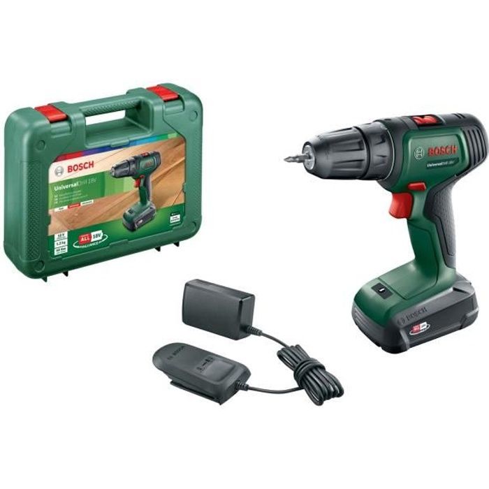 Bosch UniversalDrill 18V 40Nm Cordless Drill/Driver + 1 x 1.5Ah Battery, 1 x Charger, 1 x Screwdriver Bit + Carrying Case