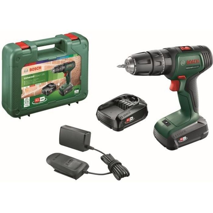 Bosch UniversalImpact 18 Cordless Impact Drill - 2 x 18V-1.5Ah Batteries + Charger + Carrying Case