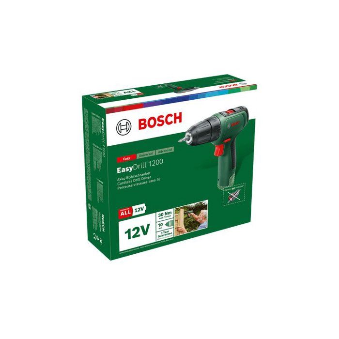 Bosch EasyDrill 1200 Cordless Drill Driver - 2 Batteries - Charger Included - Carrying Case with Bits