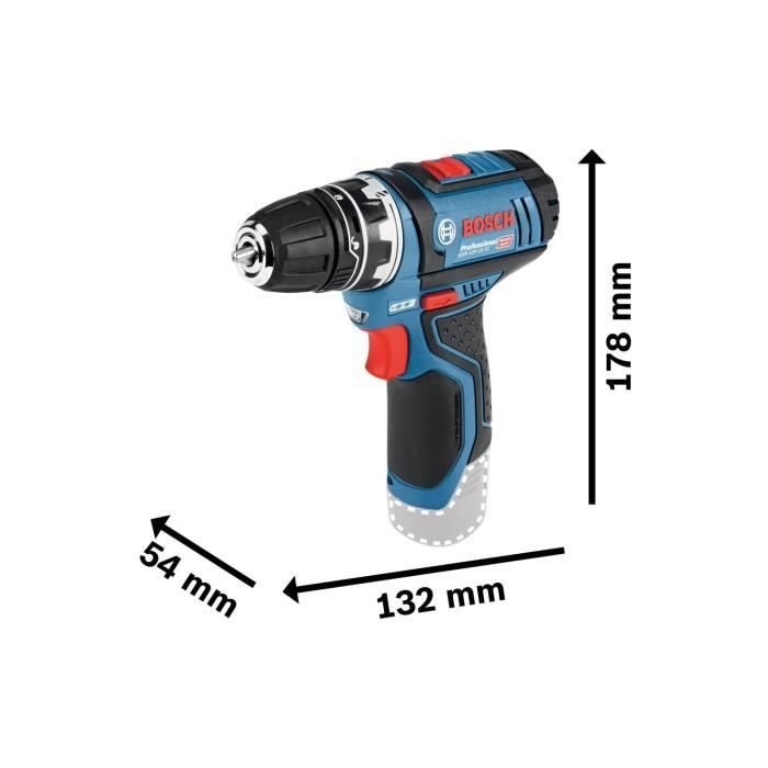 Bosch Professional GSR 12V-15 Cordless Drill/Driver + Hand Tools + 2 x 2.0Ah Batteries + GAL 12V-20 Charger - 060186810R