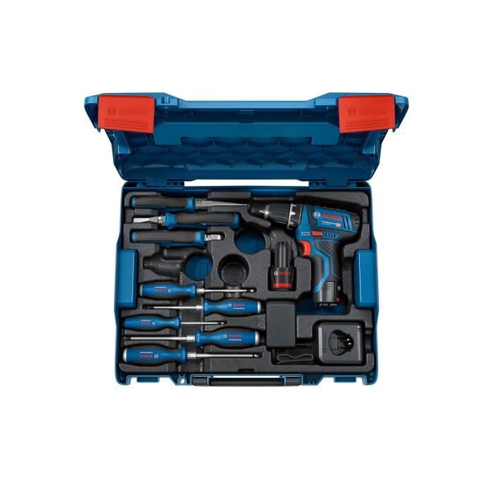 Bosch Professional GSR 12V-15 Cordless Drill/Driver + Hand Tools + 2 x 2.0Ah Batteries + GAL 12V-20 Charger - 060186810R