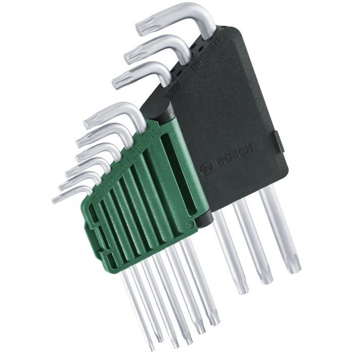BOSCH 9-Piece Torx Key Set - TX8-TX40 - S2 Steel - Rust-Resistant Surface - Storage Strip