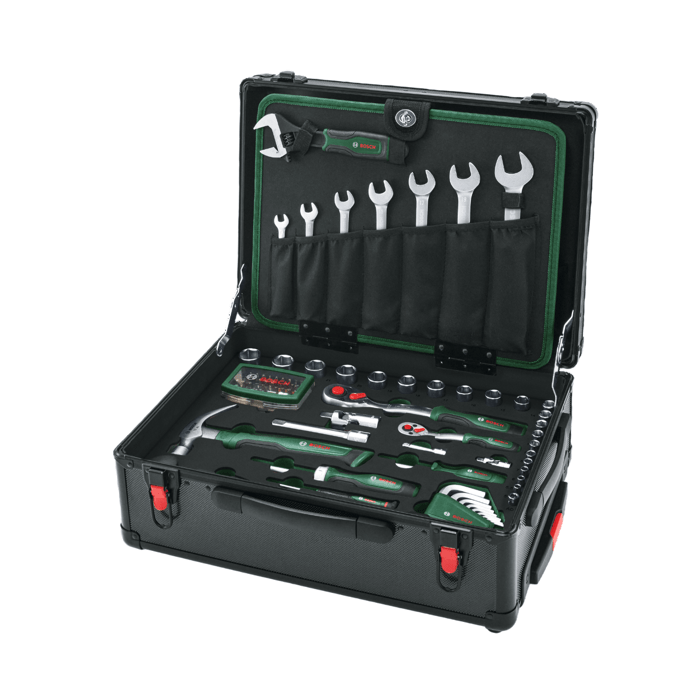 BOSCH Tool Case Set - 114 Pieces - Rolling Case 119-piece