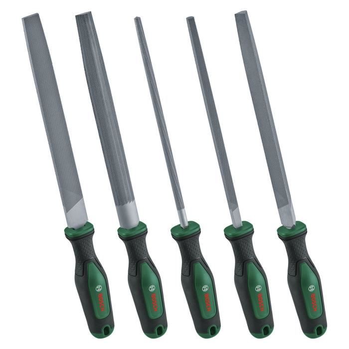Bosch Set of 5 Files - Round/Half-Round/Flat/Triangular/Square