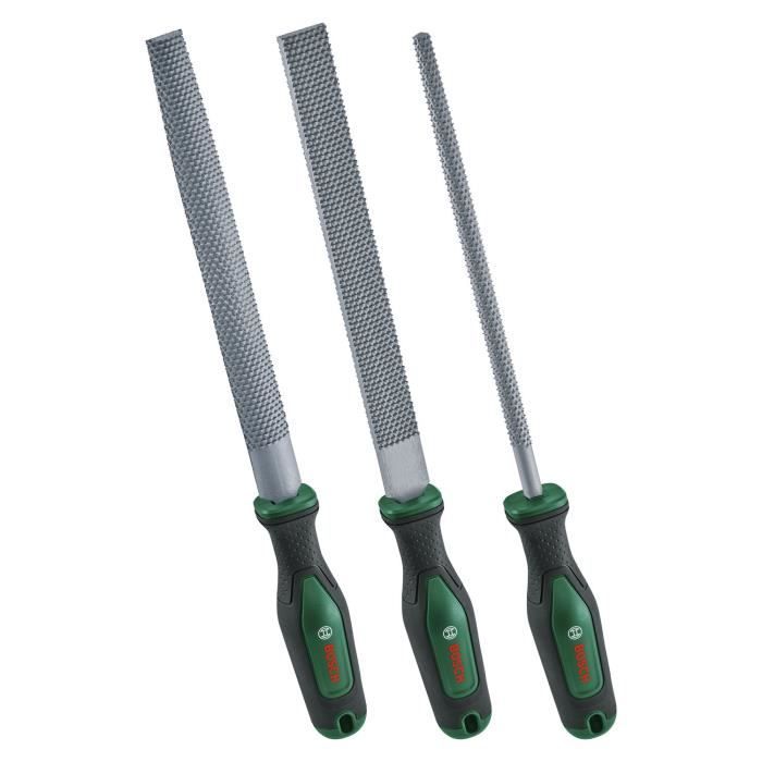 Bosch Rasp Set of 3 - Flat/Round/Half-Round - Hard Carbon Steel