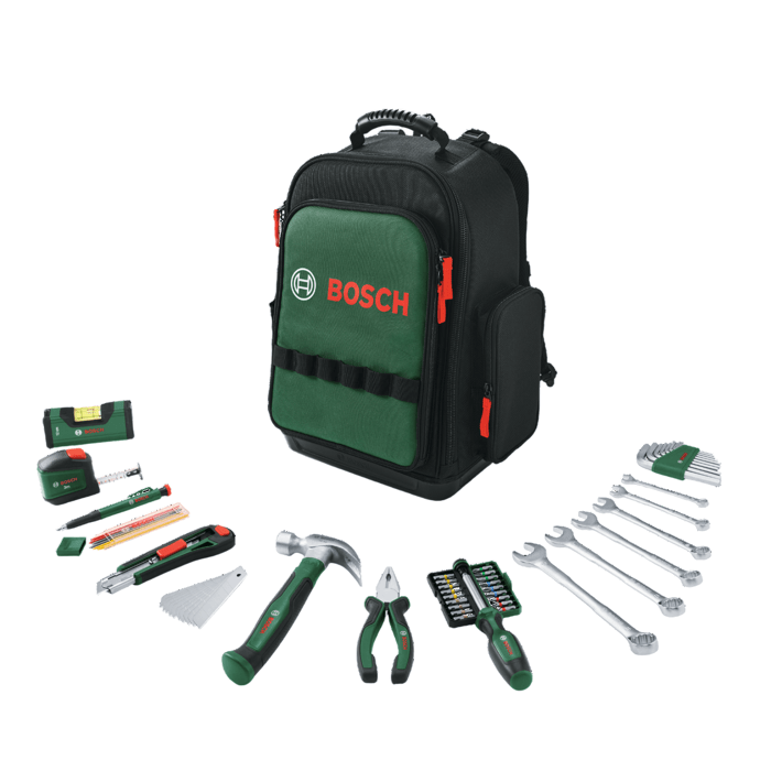 Bosch 60-Piece Tool Backpack Set - Essential Tools for DIY Projects