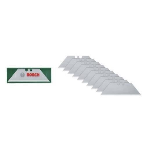 Bosch Set of 10 trapezoidal blades (for folding knife for cutting work, SK5 steel, storage case)