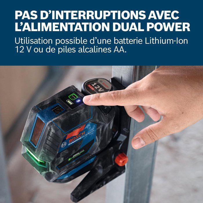 Bosch Professional laser combiné GCL 12V-50-22 CG (jusqu'a 50m, Dual Power, support RM 20, 4 piles 1,5V LR6 (AA), housse)