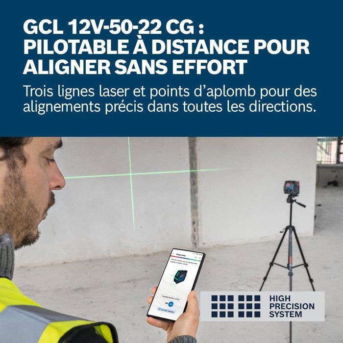 Bosch Professional laser combiné GCL 12V-50-22 CG (jusqu'a 50m, Dual Power, support RM 20, 4 piles 1,5V LR6 (AA), housse)