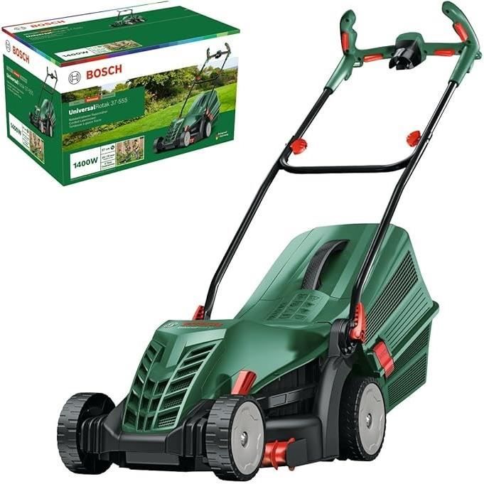 Bosch UniversalRotak 37-555 Corded Lawn Mower - 1400 W, 37 cm Cutting Width, 40 L Grass Catcher