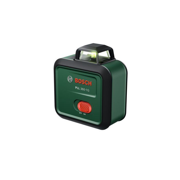 BOSCH PLL 360-1 G Line Laser - Includes TT120 tripod, protective case, user manual, and batteries