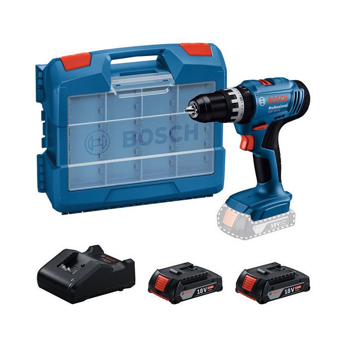 BOSCH PROFESSIONAL Cordless Impact Drill - GSB 18V-25 - 2 x GBA 2.0Ah Batteries + GAL 18V-20 Charger + 63 Accessories