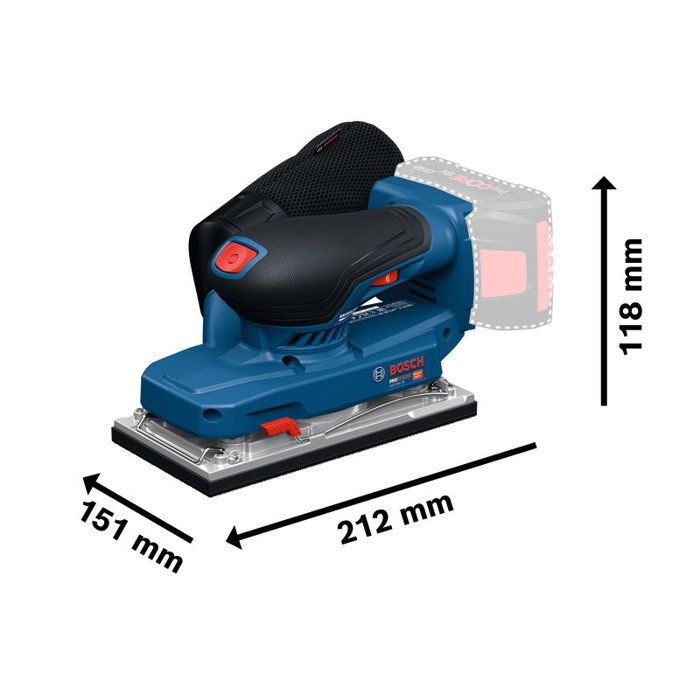 BOSCH PROFESSIONAL Cordless Orbital Sander GSS18V-18 - Dust Bag + Abrasive Sheet
