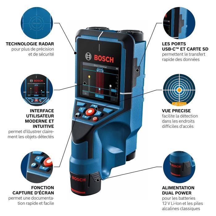 Bosch Professional D-Tect 200 C Wall Detector + L-BOXX + Wrist Strap - 0601081608