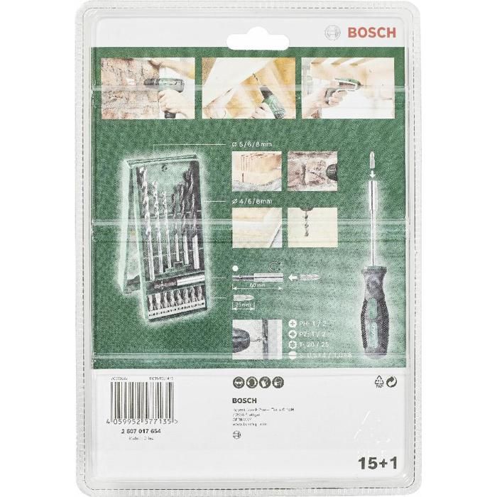 Bosch Mini X-Line 14-Piece Bit and Drill Set with Holder - 2607017654