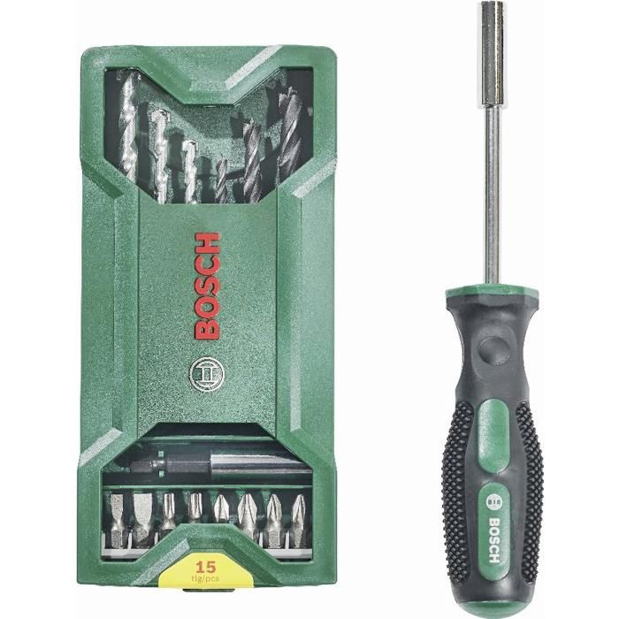 Bosch Mini X-Line 14-Piece Bit and Drill Set with Holder - 2607017654