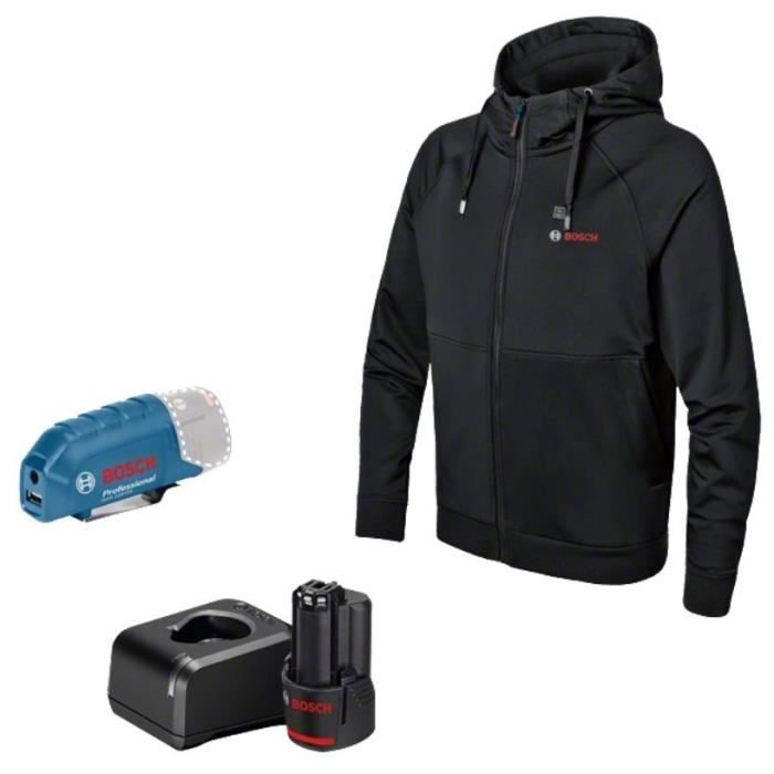Bosch Professional GHH 12+18V XA Heated Jacket + GAA 12V-21 Battery + GBA 12V 2.0Ah Battery + GAL 12V-20 Charger, Size XL - 06188000GE