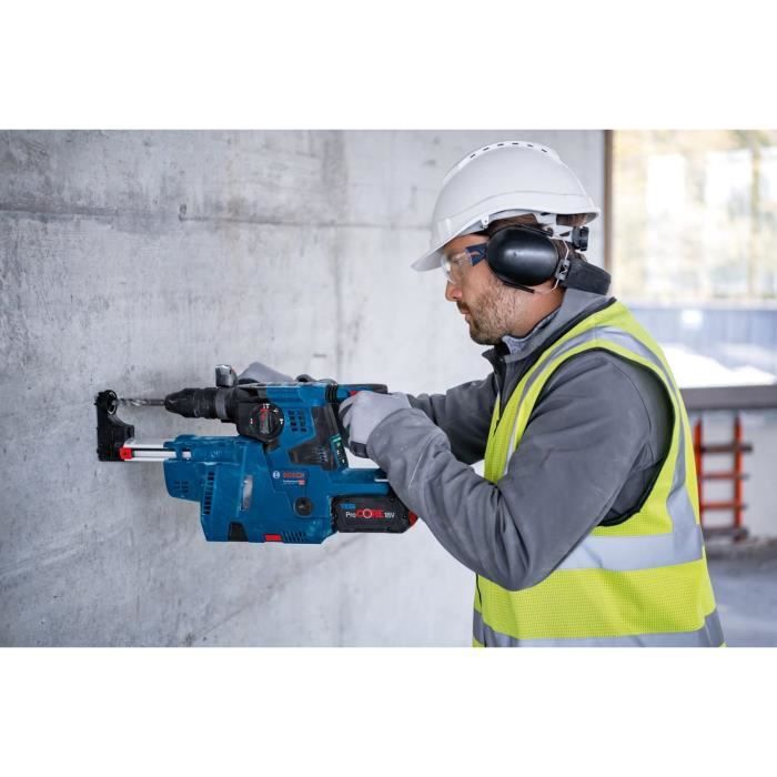 Bosch Professional GBH 18V-28CF 3.3J Rotary Hammer Drill with GDE 18V-16 Dust Extraction Device + 2 ProCore 8.0Ah Batteries + Charger