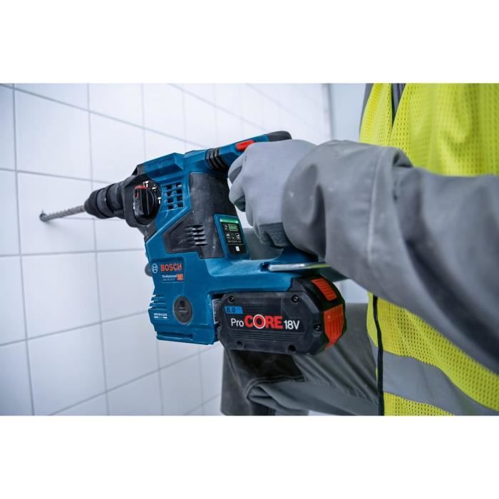Bosch Professional GBH 18V-28CF 3.3J Rotary Hammer Drill with GDE 18V-16 Dust Extraction Device + 2 ProCore 8.0Ah Batteries + Charger