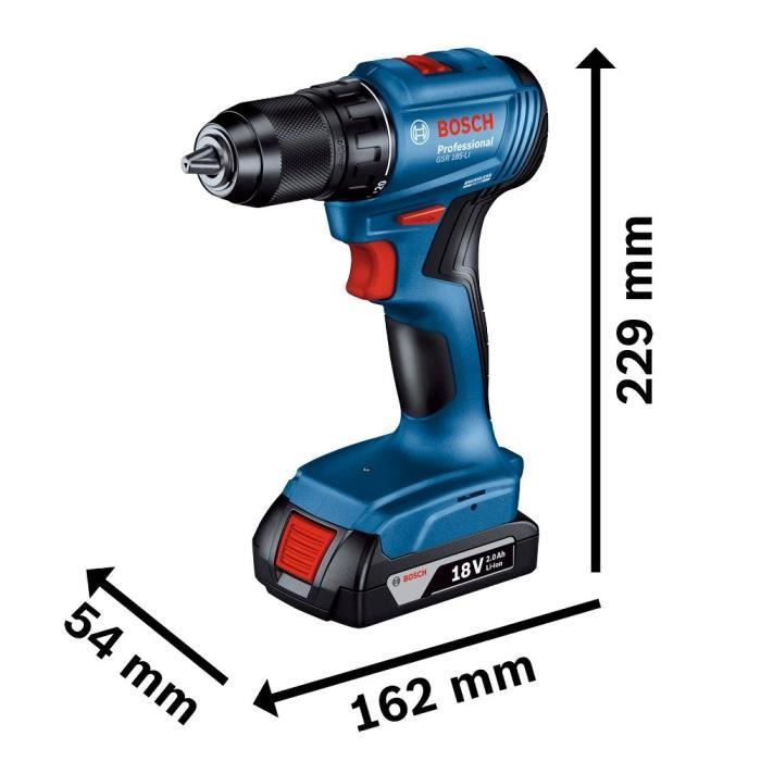Bosch Professional GSR 18V Drill/Driver + 2 x 2.0Ah Batteries + Charger + 82 Pieces, in L-Case