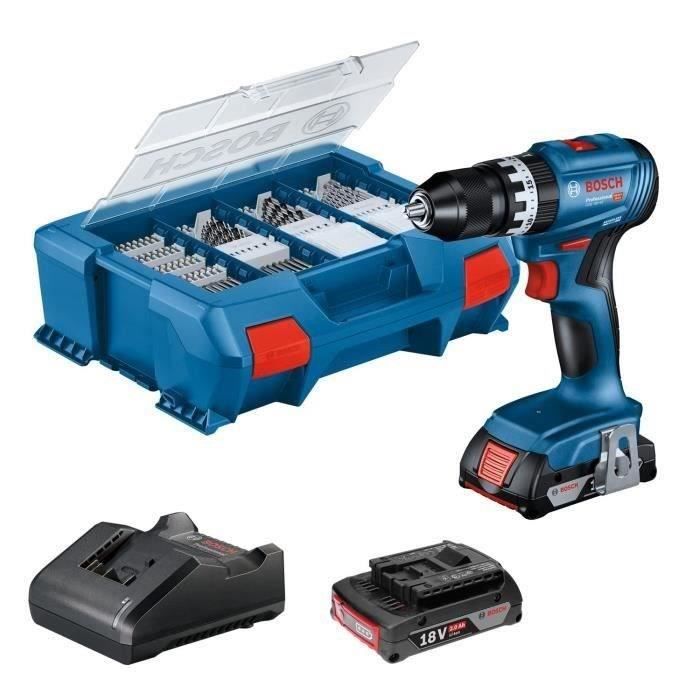 Bosch Professional GSB 18V-45 Impact Drill + 2 x 2.0Ah Batteries + GAL 18V-20 Charger - 06019K3306