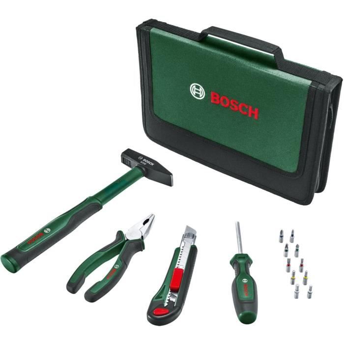 Bosch 14-Piece Easy Starter Tool Set - Pliers, Screwdrivers, Utility Knife, Hammer