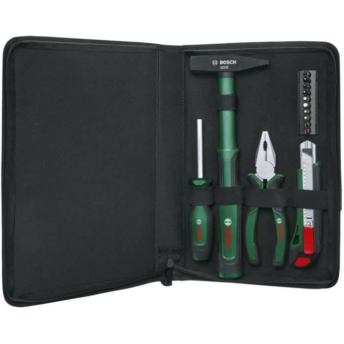 Bosch 14-Piece Easy Starter Tool Set - Pliers, Screwdrivers, Utility Knife, Hammer