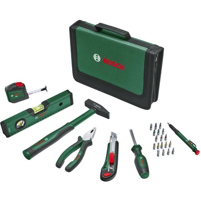 Bosch Universal Hand Tool Set - 25 Pieces - Zippered Fabric Bag 25-Piece