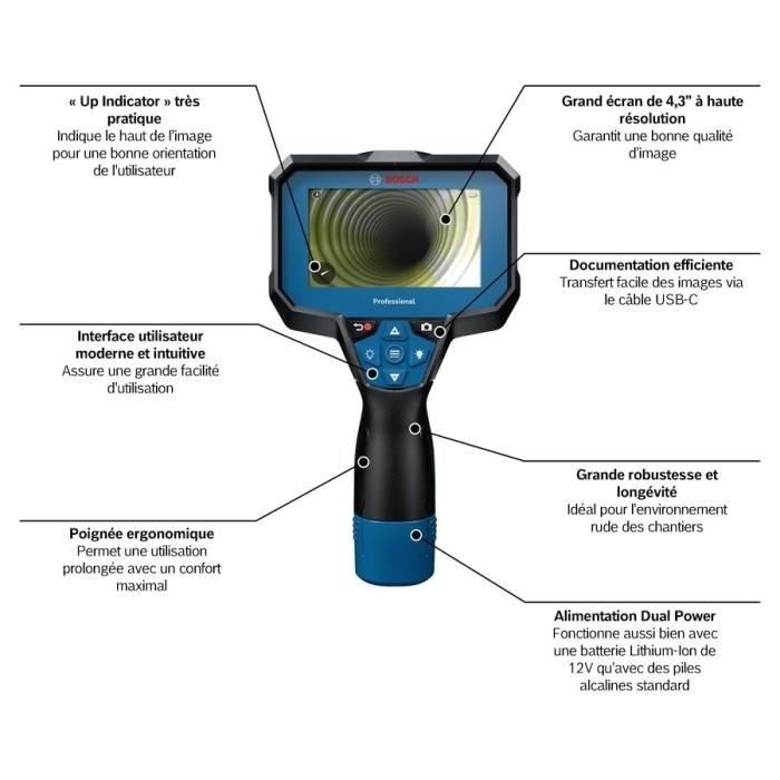 Bosch Professional GIC 12V-4-23 C Inspection Camera - Battery Operated - 0601241500