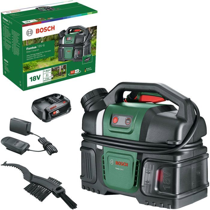BOSCH Cordless Pressure Washer - Fontus 18V-6 - 18V 2.0Ah Battery + AL1820 Charger - 6 L Tank