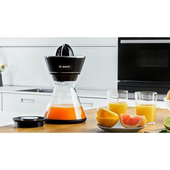BOSCH Citrus Juicer - MCP72GPB VitaStyle Citro - 40 W - 1 L Glass Container - Black/ Brushed Stainless Steel