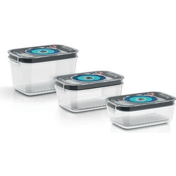BOSCH Set of 3 Airtight Vacuum Storage Containers - 0.7 L, 1.0 L, 1.5 L - Tritan