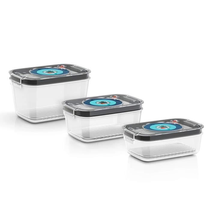 BOSCH Set of 3 Airtight Vacuum Storage Containers - 0.7 L, 1.0 L, 1.5 L - Tritan