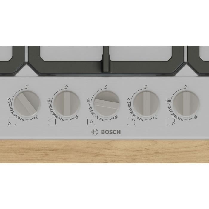 BOSCH Series 4 Gas Hob - 5 Burners - 52 x 75 x 4.5 cm - Stainless Steel - PGQ7B5K90