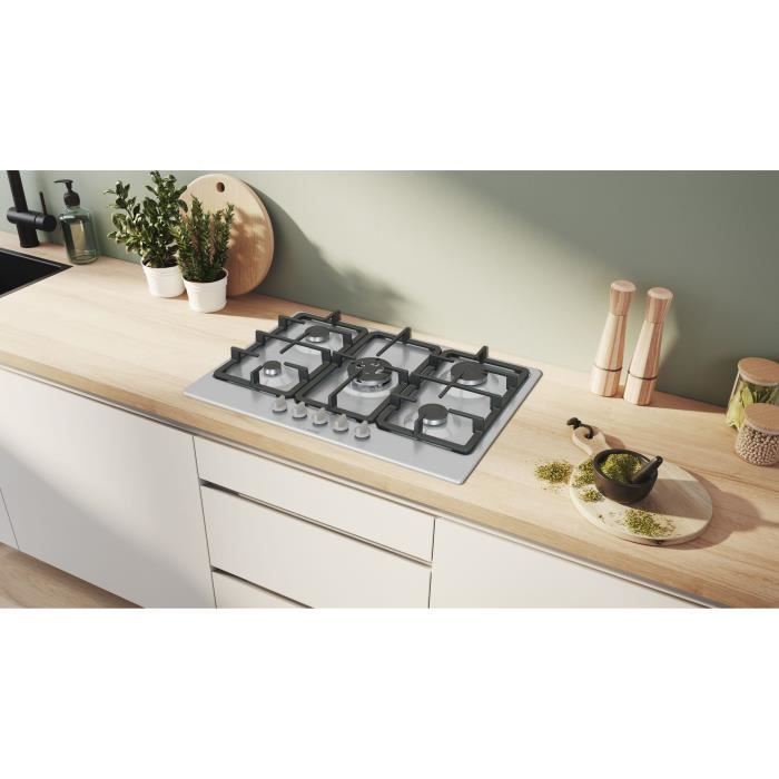 BOSCH Series 4 Gas Hob - 5 Burners - 52 x 75 x 4.5 cm - Stainless Steel - PGQ7B5K90