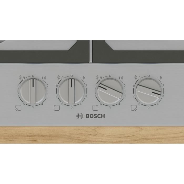 BOSCH Series 6 Gas Hob - 4 Burners - 52 x 58.2 x 4.5 cm - Stainless Steel - PCP6A5I90