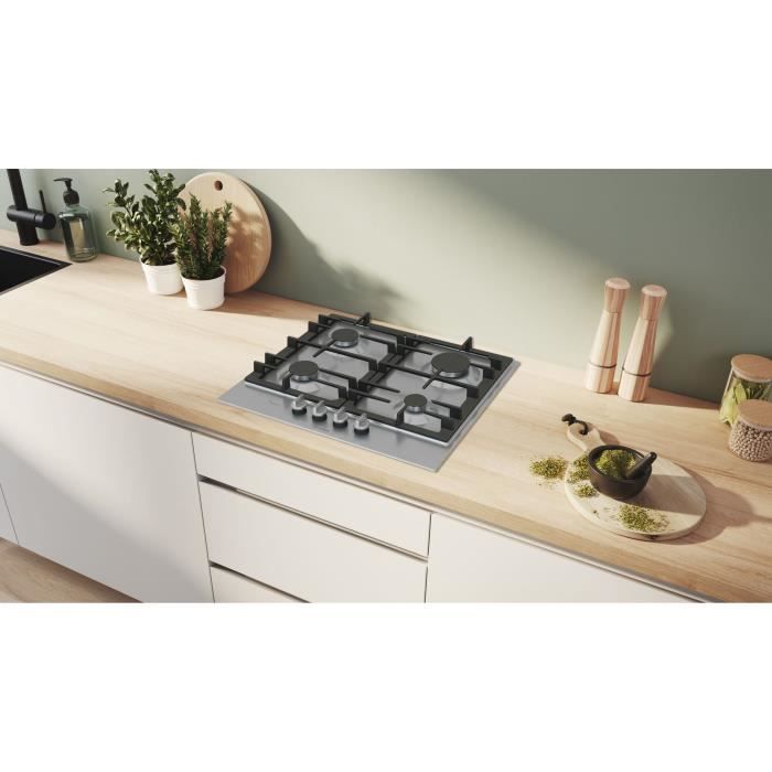 BOSCH Series 6 Gas Hob - 4 Burners - 52 x 58.2 x 4.5 cm - Stainless Steel - PCP6A5I90