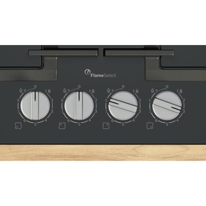 BOSCH Series 6 Gas Hob - 4 Burners - 52 x 59 x 4.5 cm - Black - PPP6A6I40