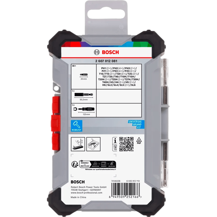 BOSCH PROFESSIONAL Screwdriver Bit Set - Extra Hard - Display Case 6x50 pcs - 25 mm
