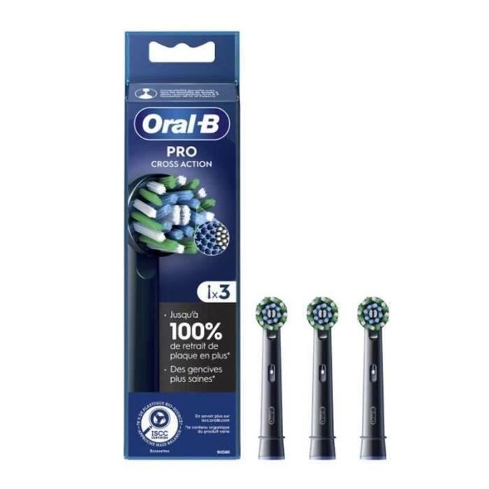 Oral-B Pro Cross Action Toothbrush Heads Pack of 3 - Black